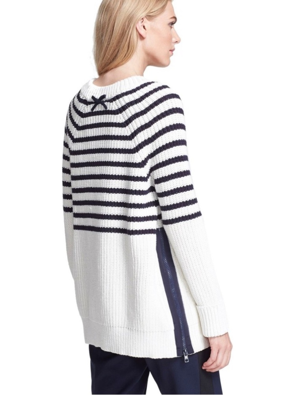 kate spade chunky knit Striped Navy and White Knit Sweater m